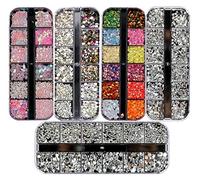 Ranvi 3000 piezas de diamantes de imitación para uñas, con forma de gota de diamante, multicolor, adecuado para decoración de uñas, manualidades, teléfono, ropa, zapatos (5 cajas)