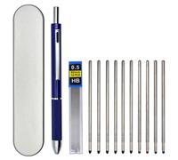 Ranvi 4 in 1 Multi Function Refillable and Retractable Multi Color Pen,3 Color Ballpoint & 0.5mm Mechanical Pencil,Comes with Metal Pencil Case(Blue)