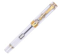 Ranvi Pluma estilográfica Jinhao 100, plumín extrafino, detalles dorados, clip de bola, transparente