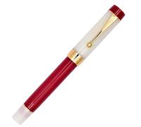 Ranvi Pluma estilográfica Jinhao 100, Plumín fino, Adornos dorados, Clip de bola, Rojo