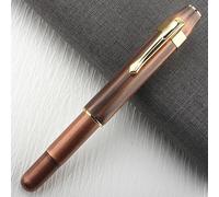 Ranvi Pluma estilográfica latón, corta, retro, de metal y bronce, para viaje de bolsillo, 1,0 mm, color rojo bronce.