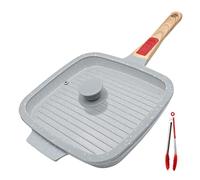 RANX INGST Grill Asador con Rayas con Tapa, 26 x 24 cm Sartén Parrilla con Mango Extraíble - Azul