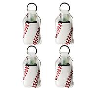 RANXIZY 4 llaveros de neopreno para botellas desinfectante de manos de 30 ml, para gimnasio, champú, loción, jabón, perfume y líquidos, recipientes de viaje, béisbol blanco