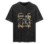 RAOAR Crosby Stills Nash & Young - Csny Band T-Shirt Mens Black Tees Unisex Shirt XL