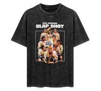 RAOAR Slap Shot Comedy Hockey Movie Paul Newman Hanson Brothers Charleston Chief T-Shirt Mens Black Tees Unisex Shirt XXL
