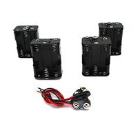 Raogoodcx Juego de 4 soportes de batería AA grueso y clip de batería con cable tipo T para conector estándar a presión