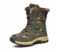 RAOKENSU Botas de nieve para mujer, forro polar, cálidas, botas de invierno térmicas, para uso diario, exteriores, con cordones, unisex, cómodas, con suelas gruesas, zapatos de invierno, O Ejército