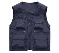 RAOKENSU Chaleco de pesca ligero para hombre con varios bolsillos, chaleco de trabajo para bicicleta, chaleco de trabajo, chaleco de viento, chaqueta de pesca sin mangas, chaleco de verano fino
