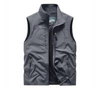RAOKENSU Chaleco de trabajo para hombre de verano para exteriores, tallas grandes, chaleco de pesca funcional para bicicleta, chaleco de verano con múltiples bolsillos, senderismo, chaleco de pesca