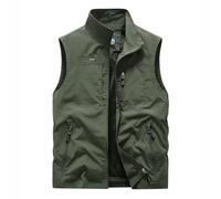 RAOKENSU Chaleco de trabajo para hombre de verano para exteriores, tallas grandes, chaleco de pesca funcional para bicicleta, chaleco de verano con múltiples bolsillos, senderismo, chaleco de pesca
