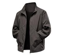 RAOKENSU Chaqueta cortavientos para hombre, resistente al agua, transpirable, chaqueta deportiva ligera y fina, chaqueta de verano al aire libre, chaqueta bomber de manga larga, cuello alto, chaqueta