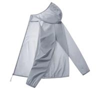 RAOKENSU Chaqueta funcional para hombre, protección UV, transpirable, cortavientos, con capucha, ultraligera, fina, para exteriores, monocolor, protección solar, chaqueta de entretiempo, pesca