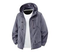 RAOKENSU Chaqueta softshell para hombre, protección solar, cortavientos con capucha, ligera, fina, transpirable, de secado rápido, chaqueta con capucha, para deporte, senderismo, chaqueta de