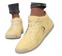 RAOKENSU Montela - Zapatillas deportivas antideslizantes para mujer, ligeras, transpirables, cómodas, para correr, para el tiempo libre, con banda elástica ajustable, sin dolor, de piel, O amarillo