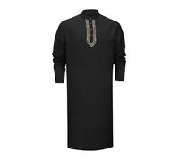 RAOKENSU Ropa marroquí para hombre Abaya Hombres Caftán Algodón Ropa de oración Islámica para Hombres Burka Árabe Ramadán Ropa Musulmana Vestidos de Manga Larga Túnicas Retro, O negro., XXXL