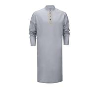 RAOKENSU Ropa marroquí para hombre Abaya Hombres Caftán Algodón Ropa de oración Islámica para Hombres Burka Árabe Ramadán Ropa Musulmana Vestidos de Manga Larga Túnicas Retro, O gris., XXL