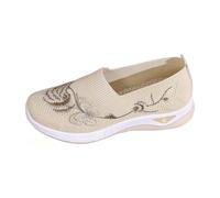 RAOKENSU Zapatos ortopédicos para mujer Slip On Zapatillas con bordado de flores sin cordones Zapatos de caminar de malla Transpirables Zapatillas de deporte ligeras y cómodas para correr Plataforma