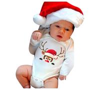 Raopuzi Body Navidad Bebe de Manga Larga Bodies Navideño Blanco Recien Nacido Mi Primera Navidad Bebe Niño Niña Unisex Bodys Suave Infantil con Estampado de Dibujos Animados Ropa Cuello Redondo