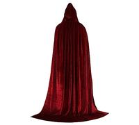 Raopuzi Capa Negra con Capucha Terciopelo Adulto, Largo Disfraz Vampiro, Capas Medieval Muerte, Bruja Vampiro Mago Capa Halloween para Cosplay, Capas Disfraz Halloween para Carnaval Fiesta Cumpleaños