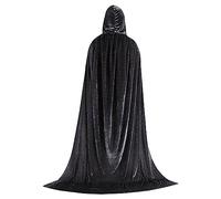 Raopuzi Capa Negra con Capucha Terciopelo Adulto, Largo Disfraz Vampiro, Capas Medieval Muerte, Bruja Vampiro Mago Capa Halloween para Cosplay, Capas Disfraz Halloween para Carnaval Fiesta Cumpleaños