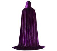 Raopuzi Capa Negra con Capucha Terciopelo Adulto, Largo Disfraz Vampiro, Capas Medieval Muerte, Bruja Vampiro Mago Capa Halloween para Cosplay, Capas Disfraz Halloween para Carnaval Fiesta Cumpleaños