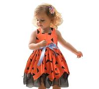 Raopuzi Disfraz Halloween Niña Disfraz Picapiedra Bebe Vestido Halloween Niña con Diadema Disfraces Cavernicola de Pebbles Disfraces Troglodita Prehistoria Traje de Cosplay de Carnaval