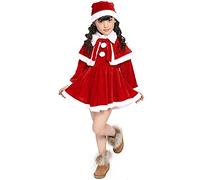 Raopuzi Disfraz Mama Noel Niña Vestido Navidad Bebe Terciopelo Traje de Papa Noel Niñas Disfraces de Santa Claus con Pompones Vestidos Rojo de Manga Larga con Gorro y Cape para Fiestas Navideñas