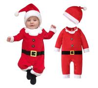Raopuzi Disfraz Navidad Bebe, Disfraces Unisexo Papa Noel, Ropa Bebé Mono Niñas Y Niños Mi Primera Navidad Pijama Pelele Recién Nacido, Cosplay Polar Cálido, Trajes de Fiesta Roja Invierno, con Gerro