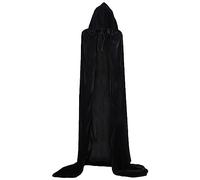 Raopuzi Negro Largo Capa con Capucha Terciopelo Disfraz de Halloween para Mujeres Hombres Largo Disfrazs Vampiro Medieval Muerte Capa Disfraz Halloween para Carnaval Navidad Fiesta Disfraces