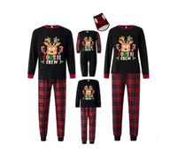 Raopuzi Pijama Navidad Familia Pareja, Pijamas Navideños Familiares, Pijamas de Mujer Navidad Reno, Pijama Familiar a Juego Hombre Niña Niño Bebe Camiseta Y Pantalon, Pijama Natal de Cuadros
