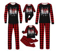 Raopuzi Pijama Navidad Familia, Pijama Bebe Niño Niña Pelele Mono Bebe Invierno Gnomo, Pijamas Navideños Familiares Invierno, Pijama Familiar a Juego, Pijama Natal de Cuadros en Negro y Rojo, Botones