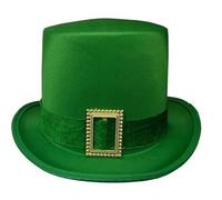 Raopuzi Sombrero de Copa San Patricio, Chistera de Terciopelo, Gorro Verde Irlandes, Gorra Día de San Patricio Provisto de una Cinta y una Hebilla, Leprechaun, Accesorio Carnaval Rendimiento Fiesta