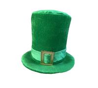 Raopuzi Sombrero de Copa San Patricio, Chistera Terciopelo Trébol, Gorro Día de San Patricio Verde, Gorra Leprechaun, Accesorio Duende Disfraz Irlandes Satén con Cinta Y Hebilla, Carnaval Fiesta