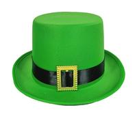 Raopuzi Sombrero de Copa San Patricio, Gorro Verde Irlandes, Chistera de Fieltro Provisto de una Cinta Satén y una Hebilla Gorra Día de San Patricio, Accesorio Disfraz Carnaval Rendimiento Fiesta