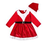 Raopuzi Vestido Navidad Bebe Niña Disfraz Papa Noel Mi Primera Navidad Bebe Traje Mama Noel Niña de Terciopelo Vestidos Navideño Rojo con Gorro Y Manga Larga Ropa de Santa Claus Niñas para Año Nuevo
