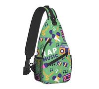 Rap Music Pattern Urban Street Art Sling Bag para Mujeres Hombres, Crossbody Shoulder Bags Casual Sling Backpack Chest Bag Travel Senderismo Mochila para Exteriores