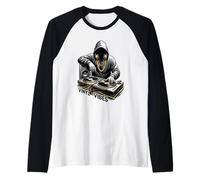 Rap Vinyl Vibes Hip Hop DJ Camiseta Manga Raglan
