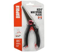 Rapala Alicates RCD mag Spring Pliers-Material Mordazas de Acero Inoxidable-Artículo de Pesca con Muelle Resistente-Mango Ergonómico Soft Grip Pinza, Unisex-Adult, Negro/Rojo, 15 cm