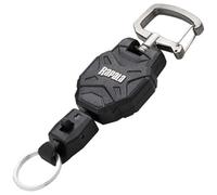 Rapala - Mosquetón RCD Small Retractable Lanyard - Pequeño Mosquetón para la Pesca - Artículo de Pesca de Zinc - Rotación a 360° - Fijación Rápida - Muelle Sólido - Material de Pesca Talla S - Negro
