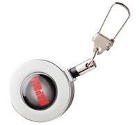 Rapala - Mosquetón de Pesca Emerillón Retractable Lanyard - Material de Pesca de Metal - Ligero y Compacto - Cordón Resistente y Retráctil - para Accesorios de Pesca - Gris Metálico