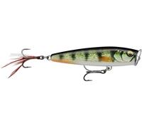 Rapala - Señuelo de Pesca Skitter Pop Elite, tamaño: 7,5 cm/10 g, Flotante para Agua Dulce y Salada, Profundidad de nado: Superficie, construcción de balsa, GDPEL de lubina Viva bañada en Oro