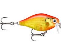 Rapala, Señuelo de Pesca X-Light Crank Shallow Runner, Tamaño 3,5 cm/4 g, Señuelo de Agua Dulce Flotante, Profundidad de Natación: 0,9-1,2 m, Material Plástico, Gold Fluorescent Red gFR