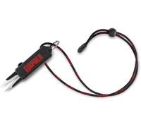 Rapala - Tijeras de Pesca Retráctiles y Antideslizantes - Material Pesca - Especial Trenza y Todos los Hilos de Pescar - Cortes Precisos - Cordón para el Cuello - Alicates Pesca Sólidos - Negro/Rojo