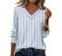 Rapbin Blusa para mujer de manga 3/4 elegante con cuello en V, túnica de verano, top casual con botones, 2026, XXL