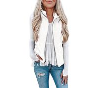 Rapbin Chaqueta de forro polar para mujer, otoño e invierno, cálida, sin mangas, chaqueta de piel sintética y casual, chaqueta de mujer de un solo color, chaqueta de entretiempo, L