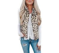 Rapbin Chaqueta de forro polar para mujer, otoño e invierno, cálida, sin mangas, chaqueta de piel sintética y casual, chaqueta de mujer de un solo color, chaqueta de entretiempo, XXL