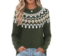 Rapbin Jerseys para Mujeres Reino Unido Vintage Fairisle Mangas Raglán Cuello Redondo Suéteres Casuales Ligeros Pullover Sudadera Tops para Señoras, M