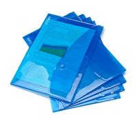 Rapesco 0687 ECO Carpetas Sobre Portafolios con Broche, A4+, Azul Transparente, Paquete de 5