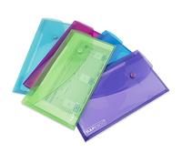 Rapesco 0690 ECO Carpeta Sobre Portafolios con Broche, DL, Colores Surtidos Transparentes, Paquete de 5