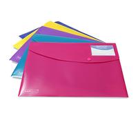 Rapesco 0701 Carpeta Sobre Portafolios A4+ con Soporte para Tarjeta, Colores Surtidos Sólidos, 5 Unidades